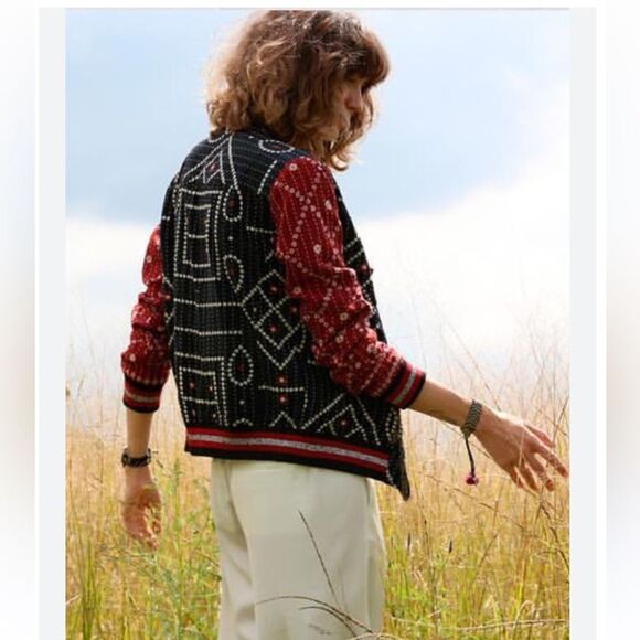 Rapsodia Womens Malit Jacket Women Embellished Boho Tribal Cotton Sz Large - Picture 1 of 13